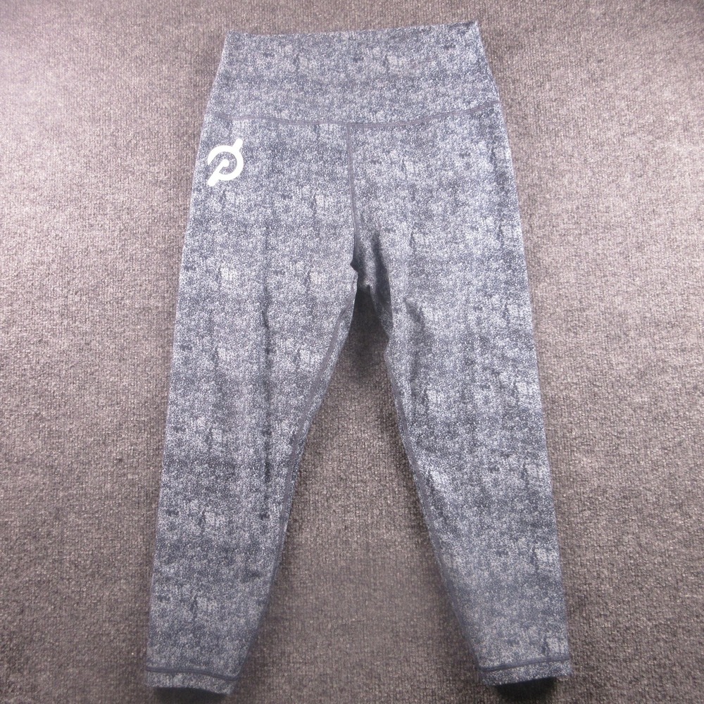 Peloton Leggings Womens Large Gray Flecked Print Cropped Skinny Active Pants